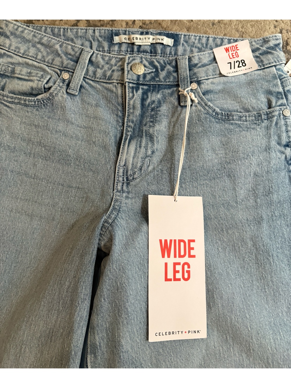 Celebrity Pink Light Blue Wide Leg Jeans - Picture 2 of 3